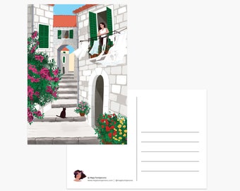 Ausschnitt des Lebens Postkarte, Dalmatien Postkarte, Sommerkarte, Sommerpostkarten, Straße, Kroatien Postkarten, Urlaubspostkarte, kleine Abzüge