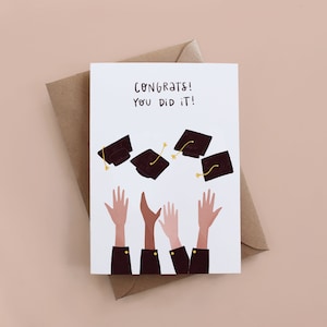 Congratulazioni! Ce l'hai fatta! cartolina, cartolina di celebrazione, cartolina di congratulazioni, cartolina per bambini, cartolina per lei, carta per lui, tessera scolastica, cartolina felice