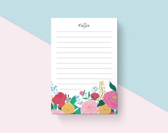 Notepad Spring Garden A6, To Do Desk Pad, Floral Office Notepad, To Do List Notepad, desk planner, floral notepad, spring