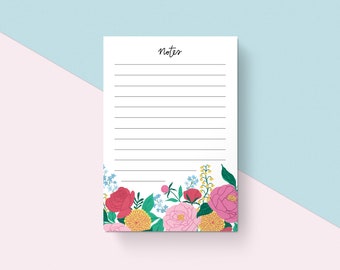 Notepad Spring Garden A6, To Do Desk Pad, Floral Office Notepad, To Do List Notepad, desk planner, floral notepad, spring