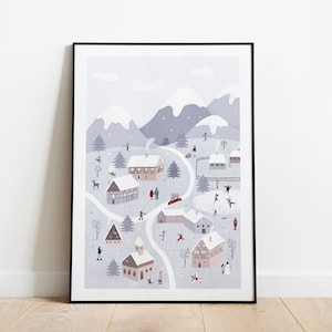 Winter wonderland A5, A4 and A3 print, winter poster, xmas print, season print, Christmas, festive season, village print, snow, wonderland