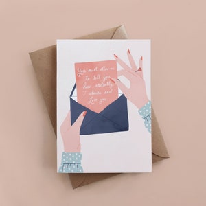 Debes permitirme... tarjeta de amor, sr. darcy, orgullo y prejuicio, tarjeta de amor, tarjeta de San Valentín, tarjeta de pareja, nota de amor, regalo para ella, regalo para él