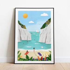 Stiniva A5,A4 and A3 art print, Vis, Croatia, island, summer vibe, travel poster, summer print, turquoise sea, swim, beach poster