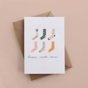 Biglietto di auguri Happy Socks + busta, biglietto originale, biglietto divertente, biglietto invernale, biglietto per lei, biglietto di compleanno,