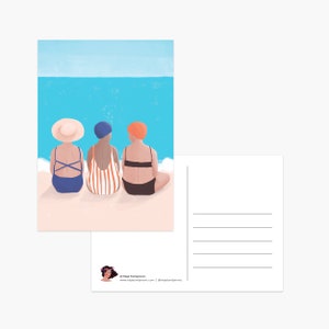 Ćakula - Small talks Postkarte Illustration, Strand Druck, Mittelmeer, Strandkörper, Sommer, Urlaub, Playa, Meer, Reise Postkarte