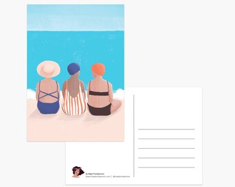 Ćakula - Small talks Postkarte Illustration, Strand Druck, Mittelmeer, Strandkörper, Sommer, Urlaub, Playa, Meer, Reise Postkarte