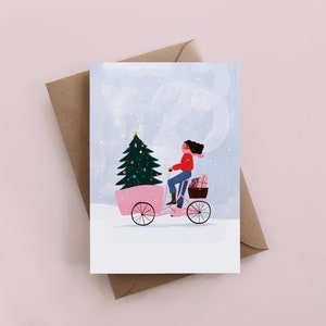 Cartão de felicitações de bicicleta de Natal, Natal, cartões de férias, cartões de Natal, festivo, cartão de família, cartão engraçado, cartões para meninas