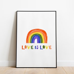 El amor es amor A5, A4 y A3 arte impresión, lgbt, arte de la guardería, arte de la habitación de los niños, arte de la pared de los niños, decoración de la pared de los niños, cartel de los niños, igualdad, educación