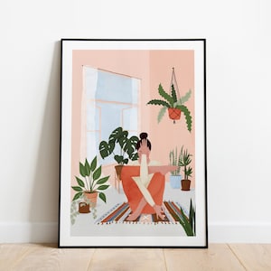 Piante e yoga A5, A4 e A3 stampa, natura, poster yoga, poster vegetale, stampa yoga, poster botanico, poster boho