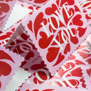 Love You card, valentines day card, heart card, scalloped die cut edges, scalloped card, love card, love you card image 3