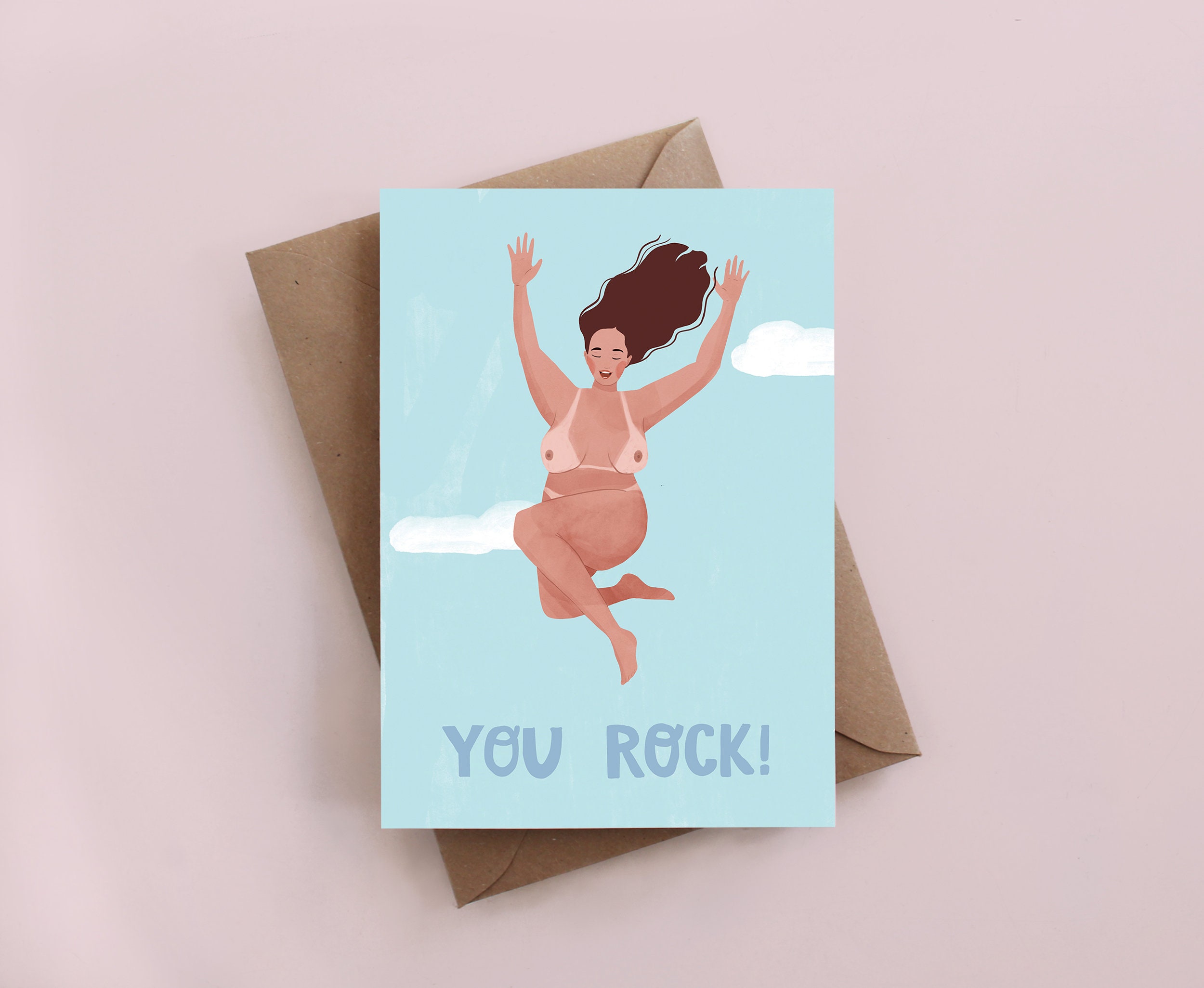 You Rock! greeting card, empowered, quirky card, female card, funny card, summer, body positivity card, girl birthday card