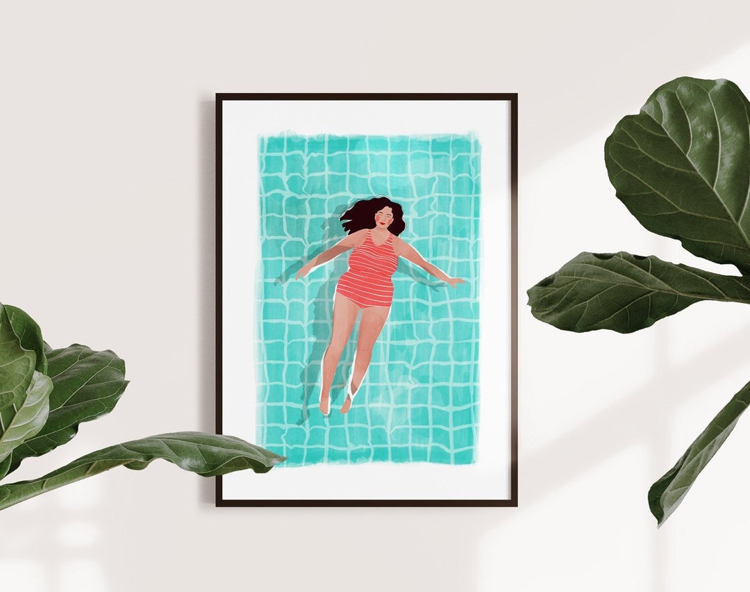 Alone A5, A4 and A3 Art Print, Home Decor, Summer Poster, Pool, Girl ...