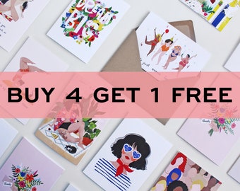 Buy 4 Greeting Cards + Get 1 FREE Greeting Card | Choose Your Assortment, greeting card set, pack of 5 cards, card set