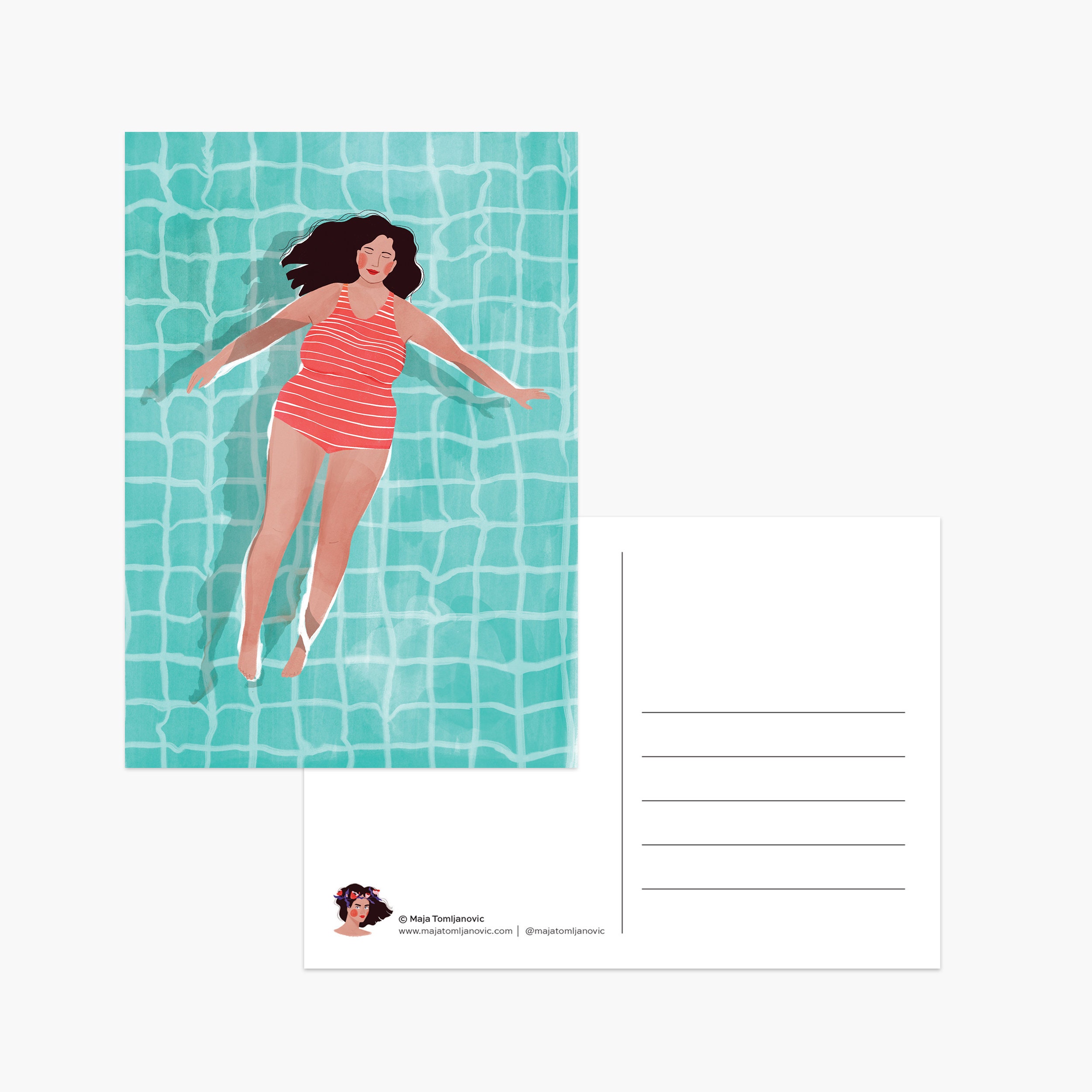 Allein postkarte, Reisegeschenk, Sommer Illustration, Meer Postkarte, Koralle, Strand, Meereskunst, Natur, türkis, blau, türkis, Sommerpostkarte