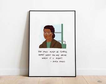 Rosa Parks quote A5, A4 and A3 art print, black lives matters, equality, handlettered poster, rosa parks poster, motivatinal poster