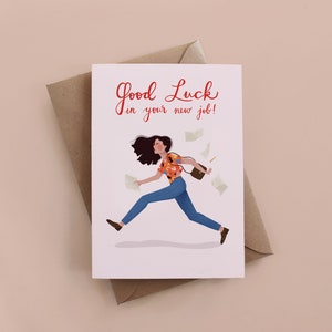 Bonne chance dans votre nouveau travail! carte de voeux, carte de célébration, nouvelle carte d’emploi, carte de fille, cadeau pour elle, carte de visite, carte drôle, carte excentrique