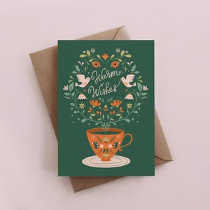 Warme Wensen wenskaart, blanco kaart, vakantiekaarten, kerstkaarten, feestkaarten, geïllustreerde kaart, handletterkaarten