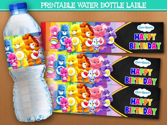10 CARE BEARS PERSONALIZED BIRTHDAY PARTY FAVORS WATER BOTTLE LABELS WRAPPERS