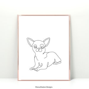 Chihuahua Dog Line Art - Minimalist Wall Art Drawing - Dogs & Pets - INSTANT DOWNLOAD