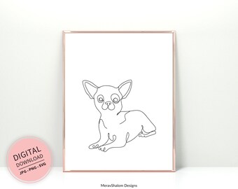 Chihuahua Line Art Etsy
