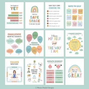 Set of 12 Counseling Posters, Therapy office decor, Psychologist Wall Art, Therapy Prints, Mental Health Office Decor, DIGITAL DOWNLOAD