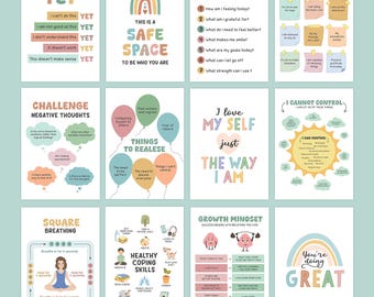 Pósteres para terapia, decoración para consultorios, láminas sobre salud mental (descarga digital)