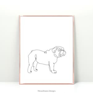 English bulldog Line Art - Minimalist Wall Art Drawing - Dogs & Pets - INSTANT DOWNLOAD