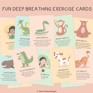 Mindfulness Breathing Exercises Activities for kids, Anxiety, coping skills cards, Breathing cards, Calming Corner - INSTANT DOWNLOAD