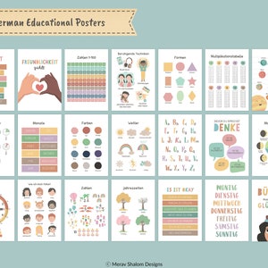 Inclusive Classroom German Art, Set von 21, Kinder Wandkunst, Boho Edukation, Klassenzimmer Kunst - INSTANT DOWNLOAD