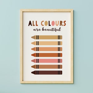 All colours are beautiful, Positive Classroom Art, Education print, Kids Poster, homeschool prints, kids wall art - INSTANT DOWNLOAD