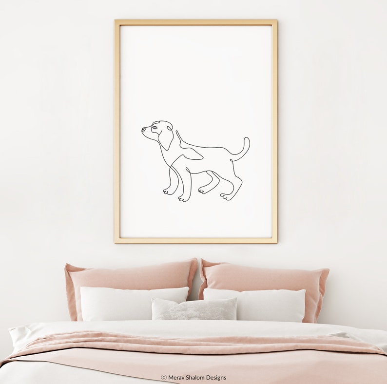 Dogs /& Pets INSTANT DOWNLOAD Minimalist Wall Art Drawing Beagle Line Art