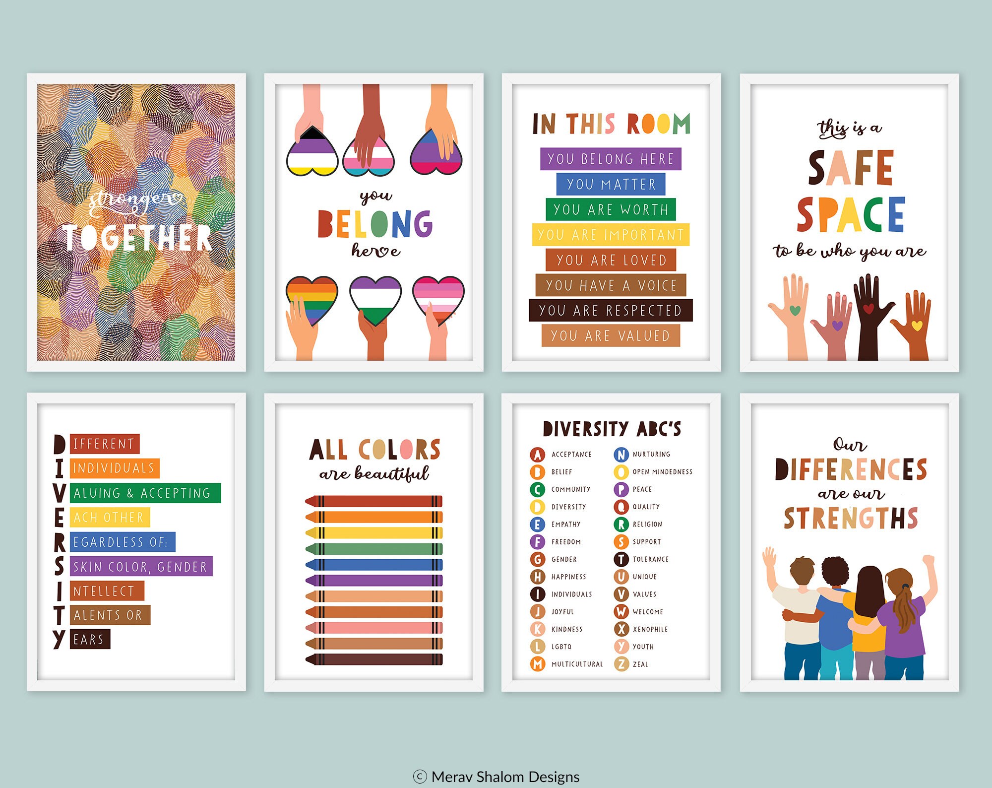 Diversity Classroom Art Prints, Inclusion Posters, Set of 8 (instant ...