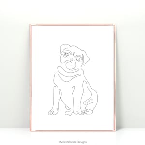 Pug Line Art Print - INSTANT DOWNLOAD