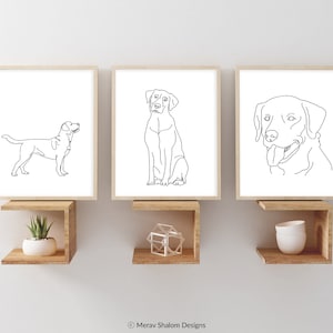 Labrador Retriever Line Art Set - Minimalistische Wand Kunst Zeichnung - Hunde & Haustiere - SOFORTIGER DOWNLOAD