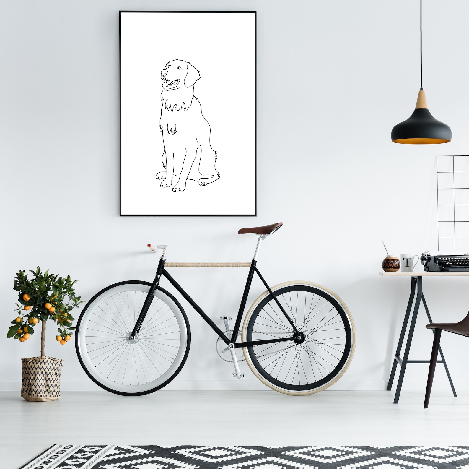 Golden Retriever Line Art Minimalist Wall Art Drawing Dogs Etsy