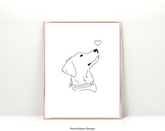 Retrato personalizado de perro en estilo lineal – Dibujo de mascota imprimible (Archivos digitales)