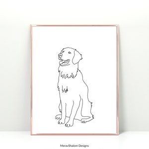 Golden Retriever Line Art - Minimalist Wall Art Drawing - Dogs & Pets - INSTANT DOWNLOAD