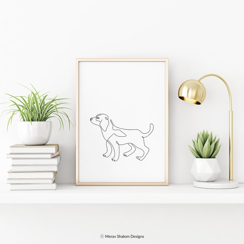 Dogs /& Pets INSTANT DOWNLOAD Minimalist Wall Art Drawing Beagle Line Art