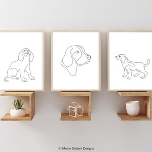 Beagle Line Art Prints Set - Minimalist Wall Art Drawing - Dogs & Pets - INSTANT DOWNLOAD