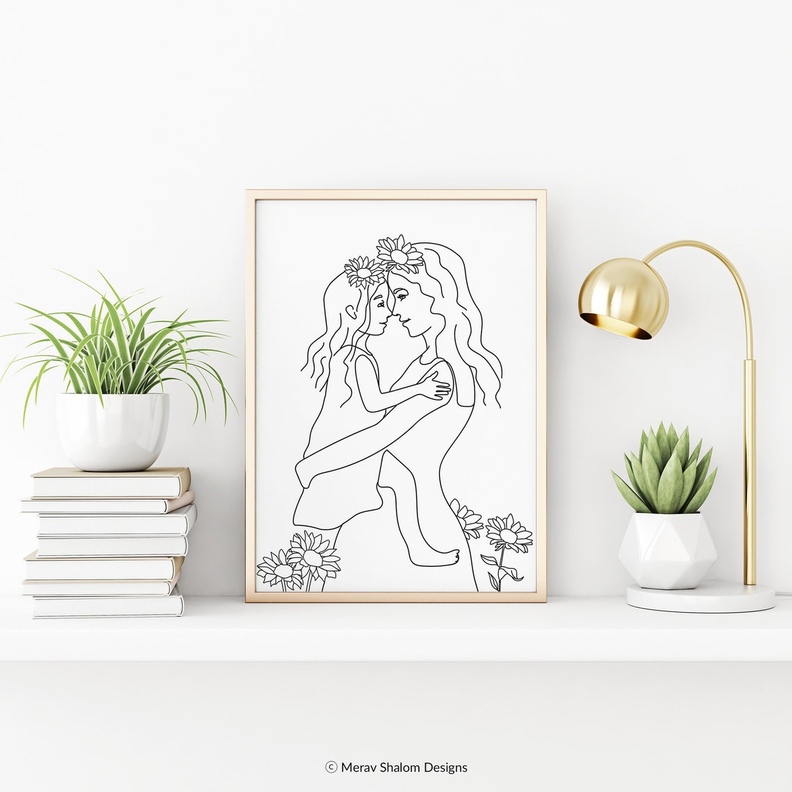 Mother and Daughter Line Art Print, Family Love (instant Download) - Etsy