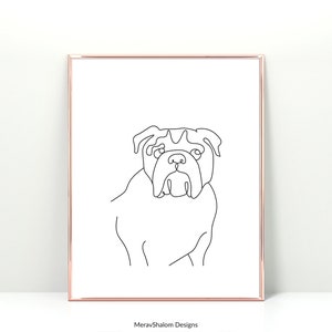 Pet Line Art, Pet Portrait, Dog Portrait, Custom Gift, Pet Loss Gift, Pet Drawing, English Bulldog, English Bull Dog - INSTANT DOWNLOAD