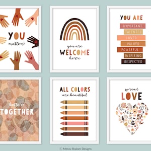 Inclusive Classroom Art, set of 6, Diversity Poster, Human Equality Art, kids Wall Art, Diversity Classroom Art - INSTANT DOWNLOAD