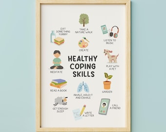 Coping Skills Poster, Calming Strategies Poster, Anxiety Relief, Classroom decor - INSTANT DOWNLOAD