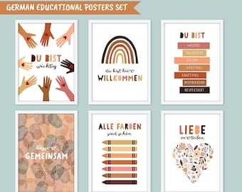 German Educational Posters Set, Diversity Poster, Human Equality Art, Diversity Classroom Art - INSTANT DOWNLOAD
