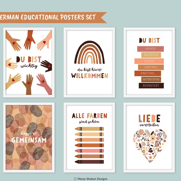 Poster Set, Deutsche Lernposter, Digitale Vielfalt, Digitale Gleichheit, Digitale Kunst - INSTANT DOWNLOAD