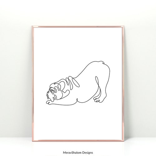 English Bulldog Line Art Minimalist Wall Art Drawing Dogs Etsy