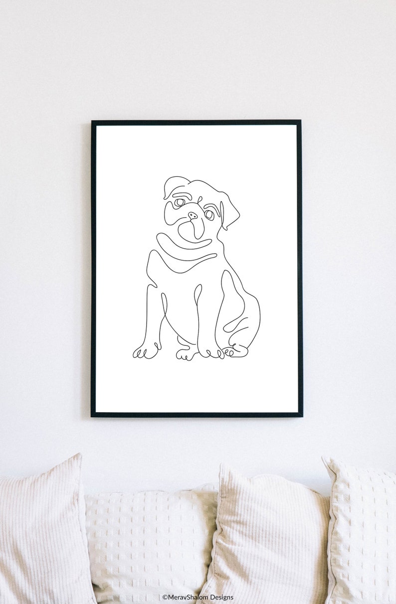 Pug Line Art Print INSTANT DOWNLOAD - Etsy