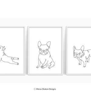 Set di disegni al tratto del bulldog francese - DOWNLOAD IMMEDIATO