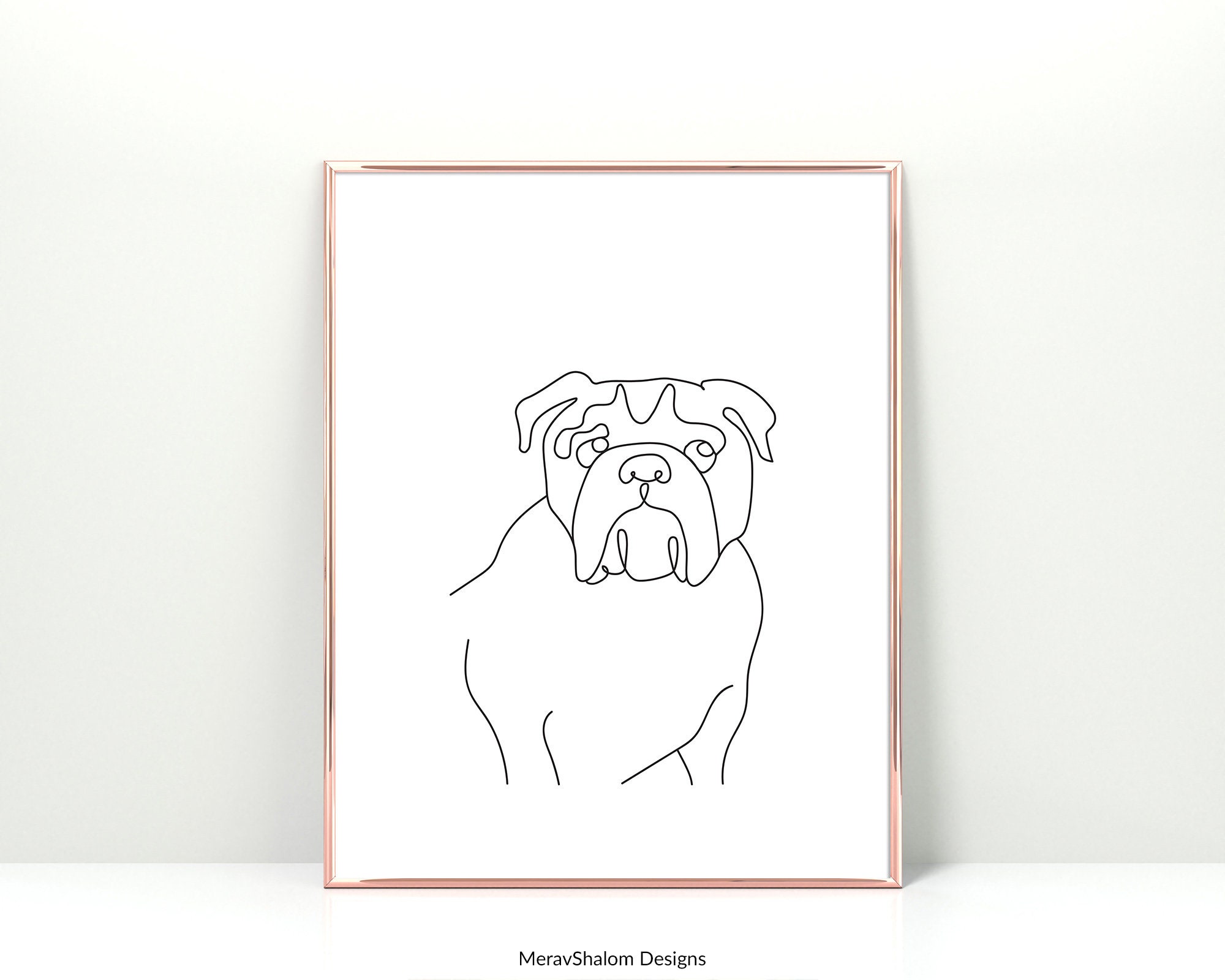 English Bulldog Line Art Minimalist Wall Art Drawing Dogs Etsy