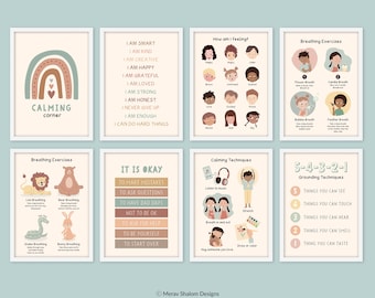 Calming Strategies Print Set, Classroom Wall Art (Instant Download)